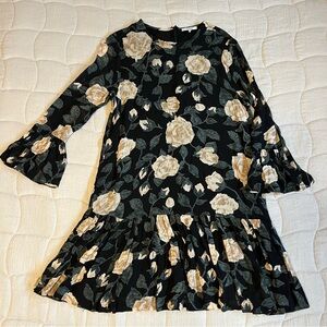 Ganni Carlton Georgette Black Floral Dress
